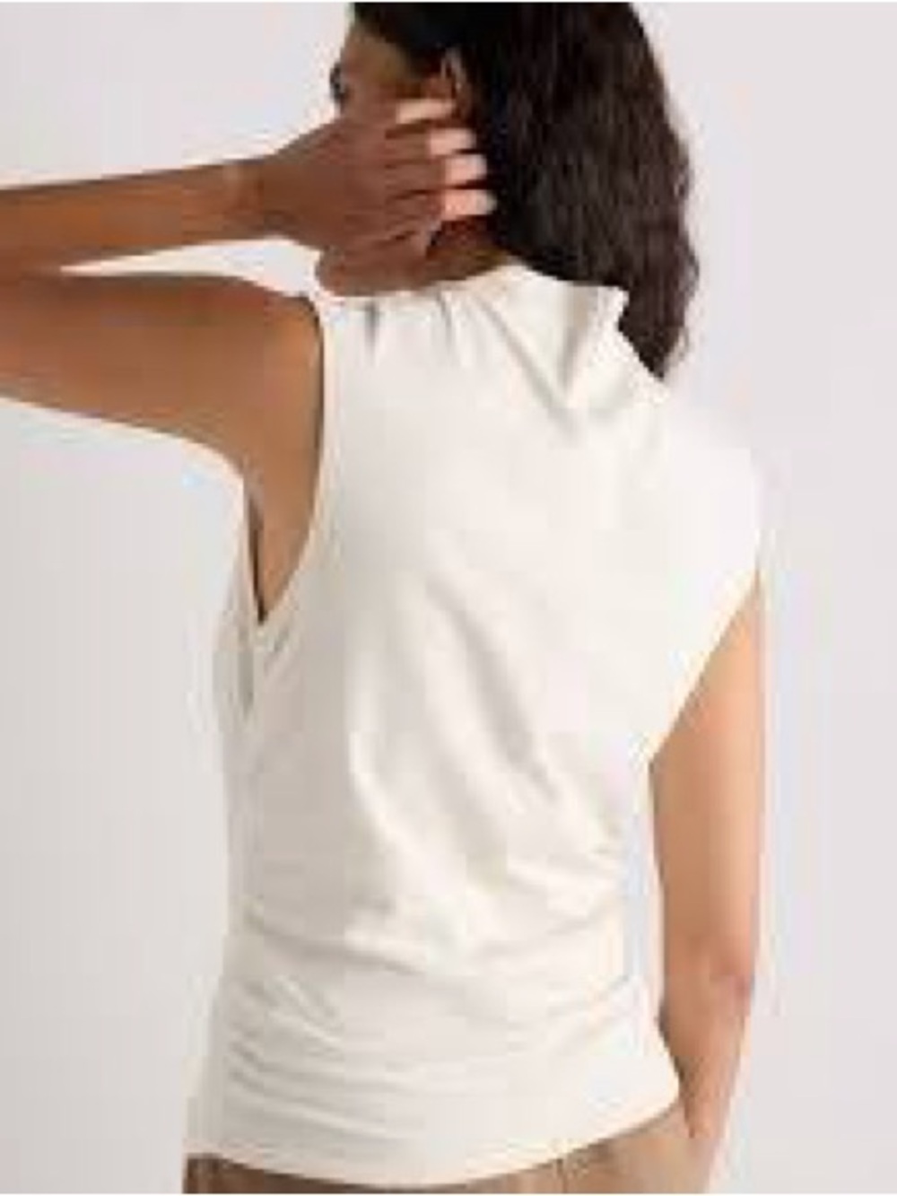 Quince Stretch Cotton Jersey Sleeveless Mock Neck Top white size M - Picture 4 of 8